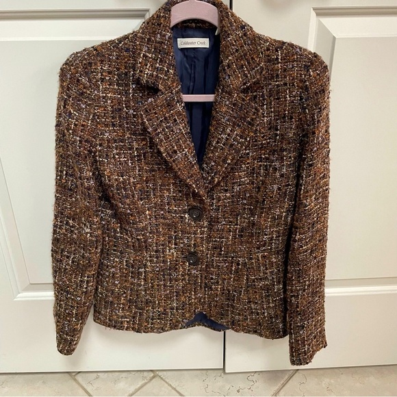 Coldwater Creek Wool Blend Old Money Designer Vibes Tweed Look Blazer Jacket - Picture 1 of 14